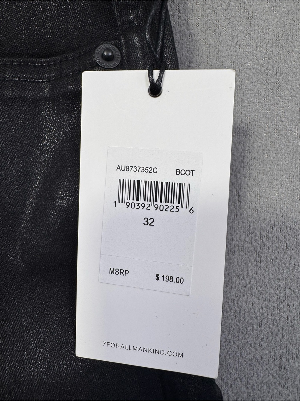 7 For All Mankind Coated High Waist Cropped Straight Black Jeans Matte Sheen, 32 - Picture 7 of 16